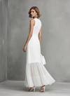 Elegante Abito Senza Maniche Bianco da Donna con Seta di Latte e Pannelli in Chiffon
