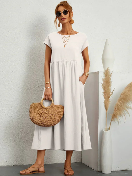 Rosanna – Vestito midi rilassato in morbido cotone