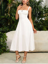 Vana - Abito Midi Bianco con Corsetto e Lacci