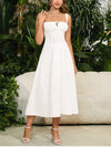 Vana - Abito Midi Bianco con Corsetto e Lacci