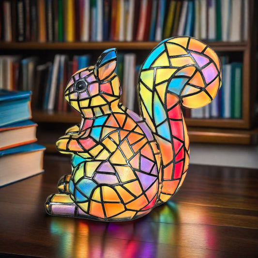 Pompon – Lampada scoiattolo magica in vetro colorato