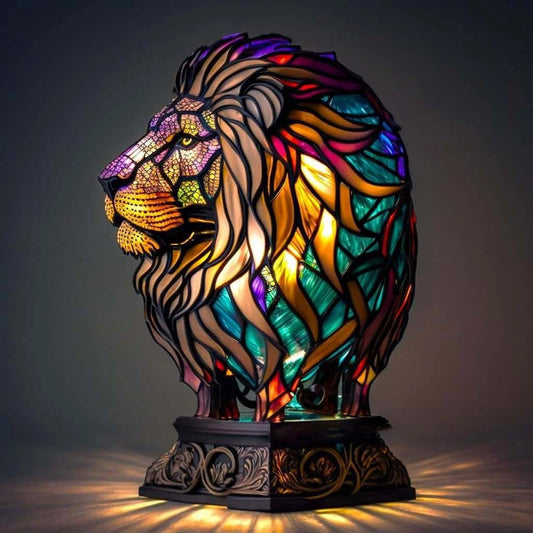 Minette – Lampada leone magica in vetro colorato