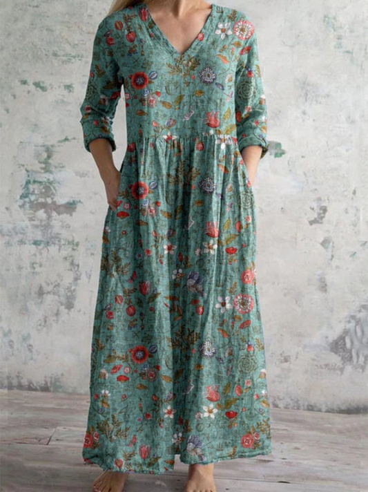 Celestine | Maxi abito con stampa floreale vintage