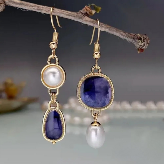 Orecchini Vintage Pietra Blu Perla