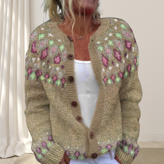 Freya™ | Cardigan Chic a Maglia Larga con Motivo
