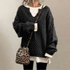 MAGLIONE OVERSIZE IN MAGLIA CON MOTIVO A TRECCE