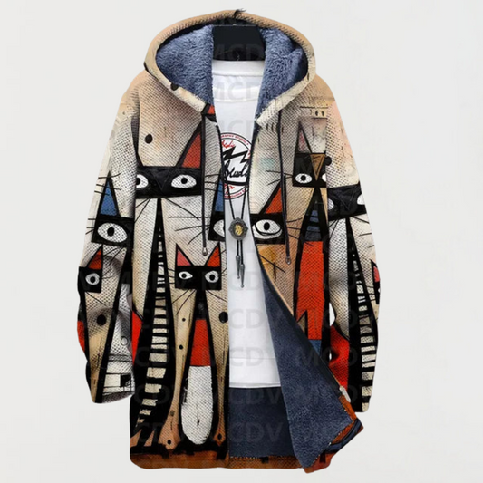 Cleo | Cardigan Astratto con Gatto