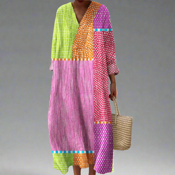 Ruby™ | Maxidress con Patchwork e Pois