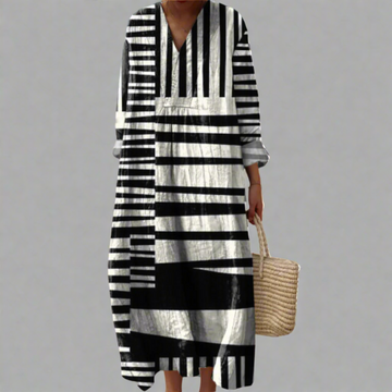 Lydia™ | Abito maxy fluente con strisce monocromatiche