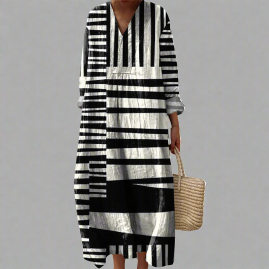 Lydia™ | Abito maxy fluente con strisce monocromatiche