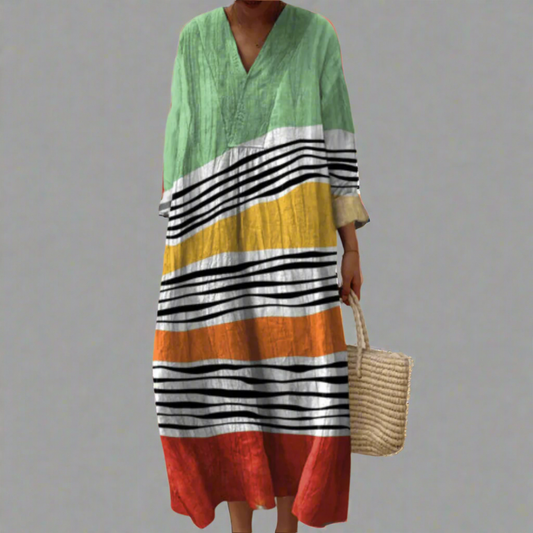 Marina™ | Abito maxi rilassato con strisce costiere