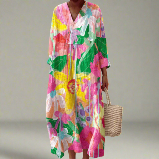 Tilly™ | Abito maxi leggero con fiori ad acquerello