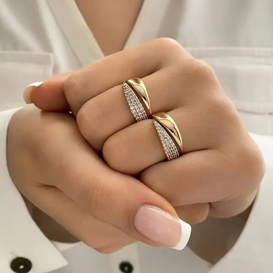 Elegante Anello d'Oro con Pietre Brillanti (1+1 GRATIS)