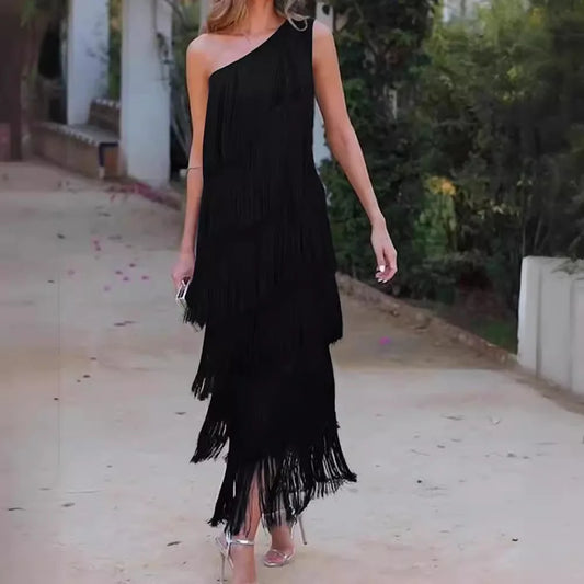 Paulina - Abito Maxi con Frange Straordinarie
