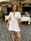 ABITO MINI RICAMATO CON MANICHE VOLUMINOSE