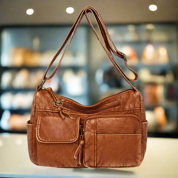 Lykke™ | Borsa a Spalla in Pelle Vintage con Più Scomparti