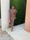 Loren - Abito Midi Vibrante con Maniche Gonfie