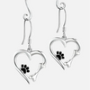 Orecchini pendenti in argento con cuore e zampa
