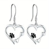 Orecchini pendenti in argento con cuore e zampa
