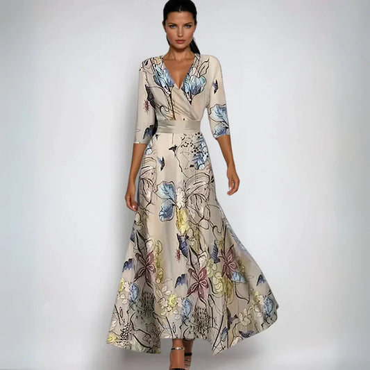 Elisa - Abito Maxi Elegante con Fiori