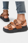 Sandali Piani in Pelle Vegana Renée con Cinghie Regolabili