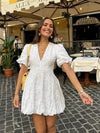 ABITO MINI RICAMATO CON MANICHE VOLUMINOSE