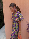Loren - Abito Midi Vibrante con Maniche Gonfie