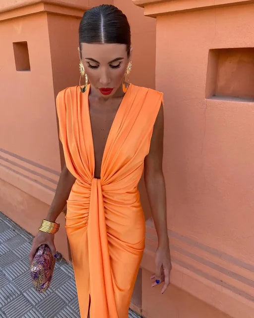 Moriah - Elegante Vestito Maxi Plissettato