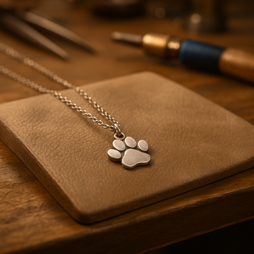 Elegante ciondolo d'argento con zampe su collana