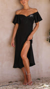 Nalani - Abito Maxi Off-Shoulder con Maniche a Farfalla