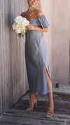 Nalani - Abito Maxi Off-Shoulder con Maniche a Farfalla