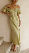Nalani - Abito Maxi Off-Shoulder con Maniche a Farfalla