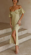Nalani - Abito Maxi Off-Shoulder con Maniche a Farfalla