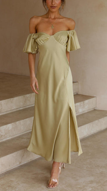 Nalani - Abito Maxi Off-Shoulder con Maniche a Farfalla