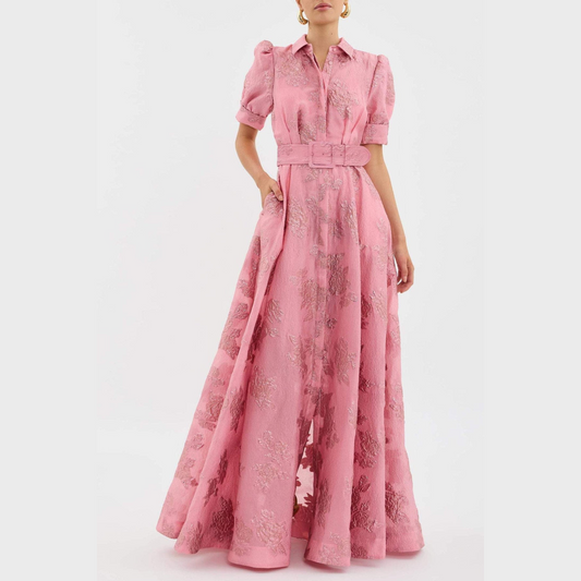 ABITO ROSA CON MANICHE VOLUMINOSO