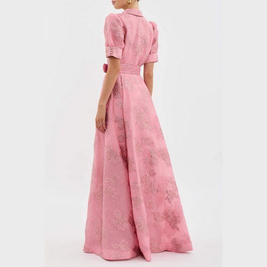 ABITO ROSA CON MANICHE VOLUMINOSO