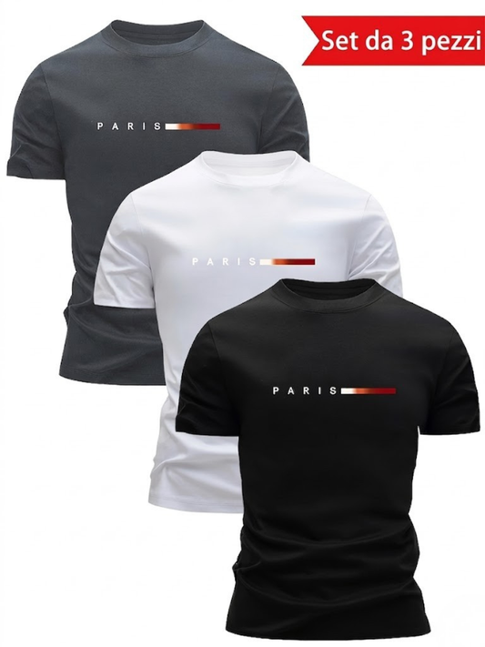 Set 3 T-Shirt Uomo Paris Traspiranti