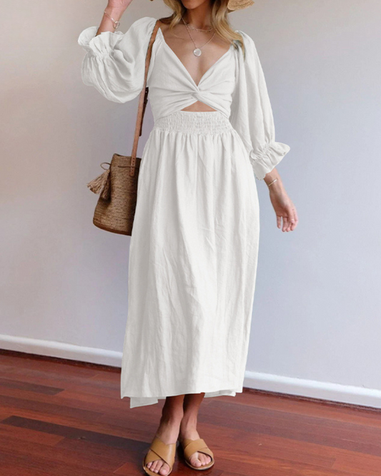 Ophelia - Vestito Midi con Maniche a Volant