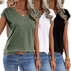 Set di Tre T-Shirt V-Neck a Colori Pieni Realizzate in Colorato per Primavera e Estate