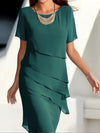 Allegra™ – Abito Midi in Chiffon con Collo a Barchetta & Volant