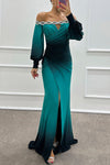 Julieta - Abito Maxi Off Shoulder con Dettagli di Gemme e Spacco