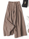 Pantaloni Cropped in Lino a Gamba Larga
