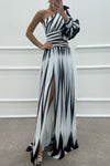 Annalise - Abito Maxi Plissettato con Spalla Scoperta