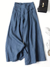 Pantaloni Cropped in Lino a Gamba Larga