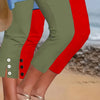 Pantaloni Capri Slim con Bottoni a Contrasto