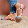 18 Roselina | Sandalias rosas asimétricas estilo color block