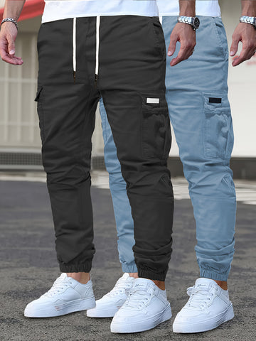 2 pezzi Pantaloni Cargo da Uomo - Tasche Multifunzionali, Coulisse Regolabile, Adatti per Abbigliamento Casual e Formale in Tutte le Stagioni - Ottimo Regalo di Compleanno/Natale - Lavabile in Lavatrice e Durevole, un Must-have per gli Appassionati di Att