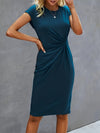 Giada™ – Abito Pencil con Nodo Twist • Blu Navy