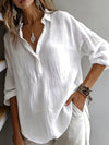 Camicia Lunga in Lino con Collo a V