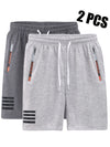 2 pezzi di pantaloni corti casual da uomo per sport all'aperto - Pantaloni corti estivi casual da uomo con tasche con zip, design semplice a tasche multifunzionali, adatti per l'uso quotidiano, corsa, fitness e viaggi all'aperto. Tessuto in maglia 100% po